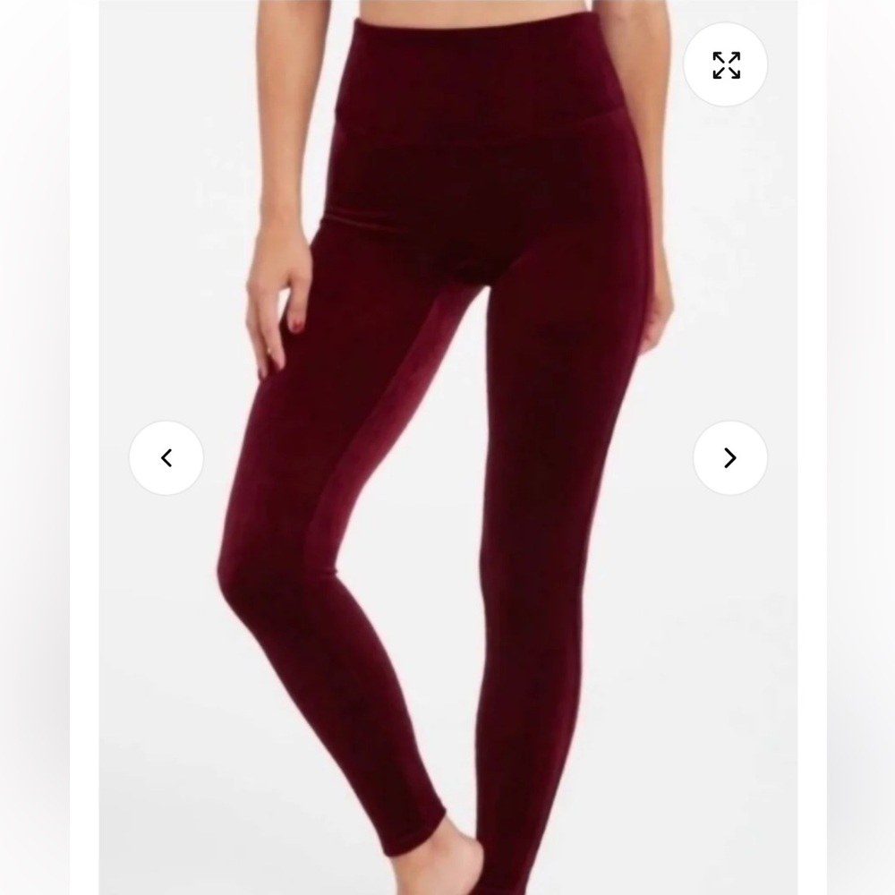 SPANX Deep Red Velvet Leggings
